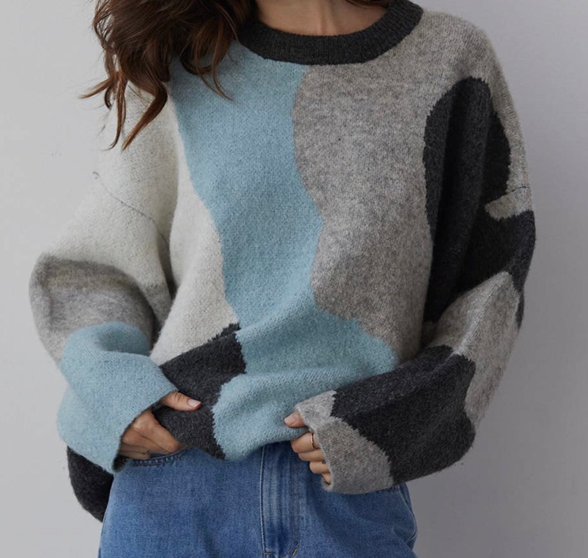 Blue ColorBlock Sweater