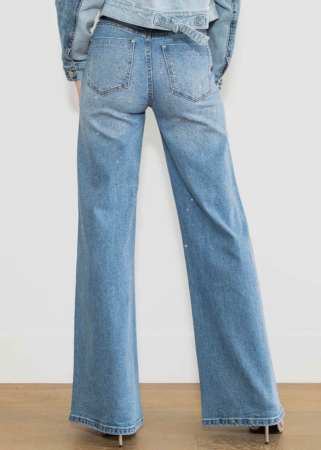 Rhinestone Wide-Leg Jeans