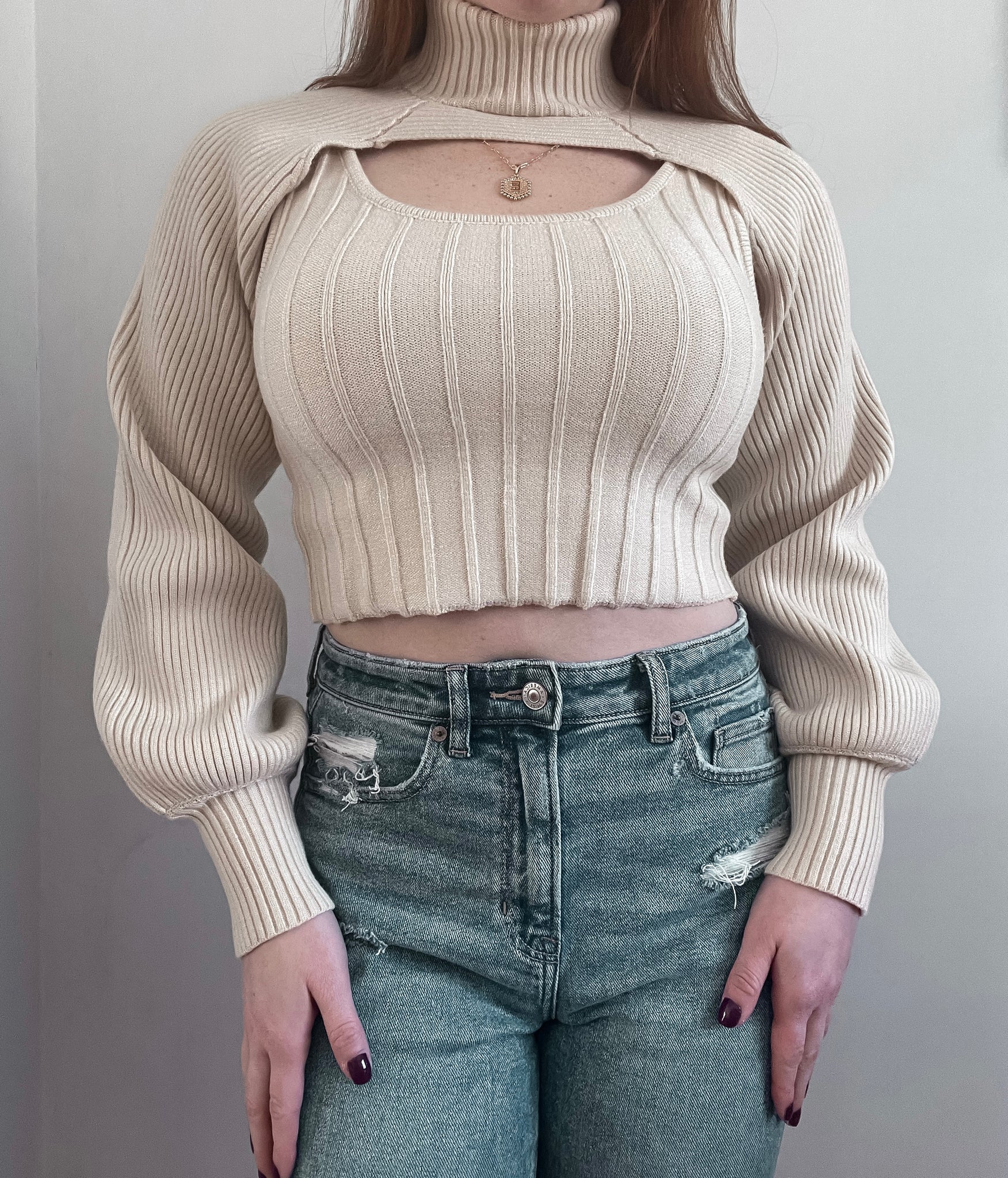 Turtle neck + Crop Sweater